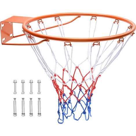 Canasta de baloncesto con aro y red de nailon, canasta de baloncesto  estándar Ø 46 cm, aro de baloncesto con estructura de acero, aro para  colgar para montaje en puerta y pared