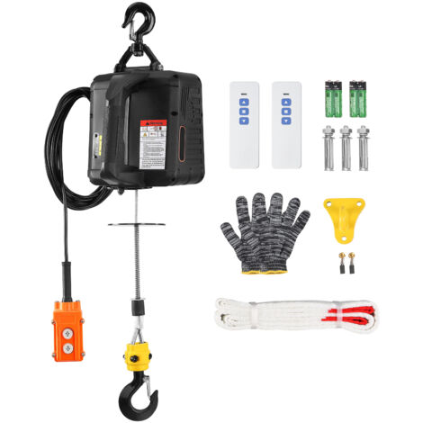 Mophorn Cabrestante eléctrico 3 en 1 , 1100 lb, grúa con cabrestante eléctrico de 1500 W con control remoto con cable e inalámbrico, altura de elevación de 22,9 pies, 13 pies/min