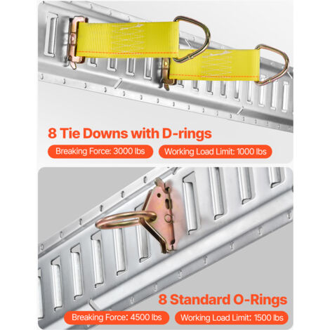 VEVOR E Track Set met sjorrails, 1,5 m stalen rails, 4 stuks, veilig opladen en zware lasten tot 0,9 t, robuuste etrack-rails met schroeven voor garages, bestelwagens, mountainbike-houders