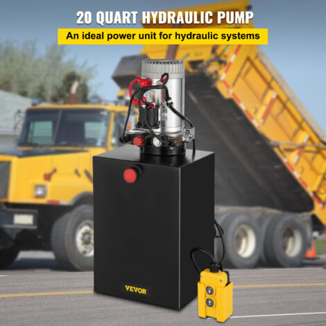 Unidad De Potencia Hidráulica 12V DC Con Bomba De 20 Cuartos - Para Remolques Volteadores, Doble Efecto