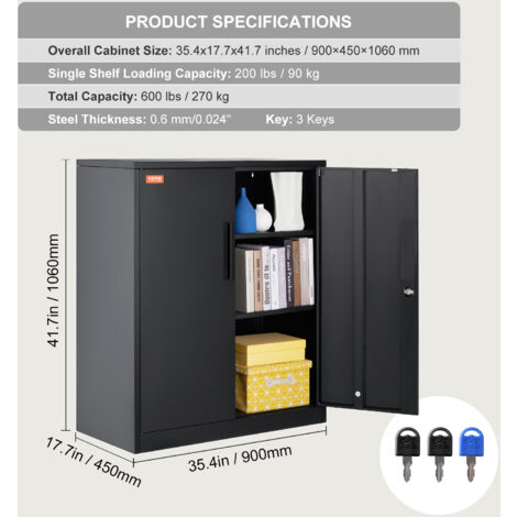 Armario De Metal VEVOR Con 2 Puertas Y 4 Estantes - Capacidad 200 Lb Por Estante, Cerradura Con Llave, Ideal Garaje Y Taller