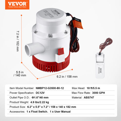 Bomba De Sentina Sumergible Automática Para Barco Pequeño, 12 V, 1100 - Quierox - Tienda Online