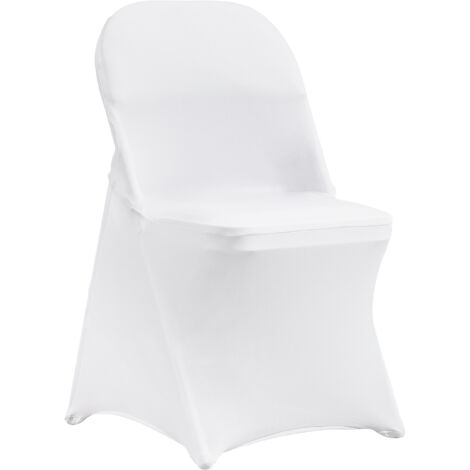 VEVOR Fundas para Sillas Plegables de Elastano Elástico, Fundas para Sillas Universales, Fundas Protectoras Lavables Extraíbles para Bodas, Banquetes, Fiestas 400 x 420 x 770 mm(100 Piezas Blanco)