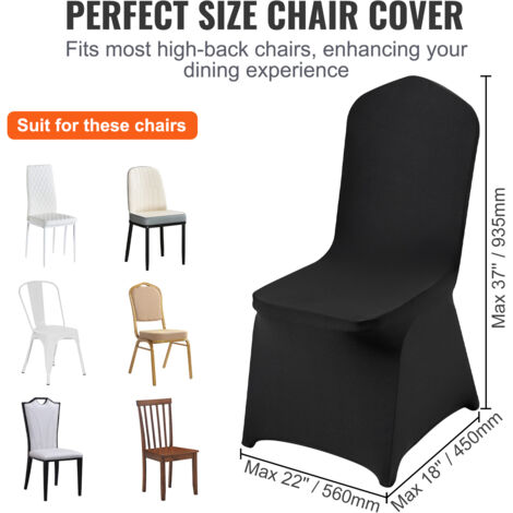 VEVOR Fundas para Sillas Plegables de Spandex Elástico, Funda para Silla Ajustable Universal, Fundas Protectoras Lavables Extraíbles, para Bodas, Vacaciones, Banquetes, Fiestas(50 piezas negras)