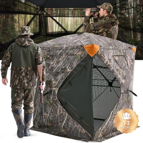HAPPYGRILL Persiana De Caza Portátil Con Ventanas De Malla De 360 Grados, Tienda De Campaña De Caza De Camuflaje Desplegable Con Bolsa De Transporte Y Estacas Para El Suelo
