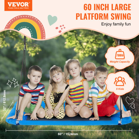 VEVOR Columpio De Plataforma 1524x813 Mm – Asiento De Tela Oxford 900D, 2 Correas Para árbol, Carga 317 Kg, Para Niños Y Adultos