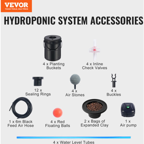 VEVOR DWC Hydrocultuur Systeem, 5 Gallon 5 Emmers, Diepe Water Cultuur Groeiende Emmer, Hydrocultuur Groeien Kit met Pomp, Air Stone en Aangesloten Reservoir, voor Binnen/Openlucht Bladgroenten VEVOR DWC Hydrocultuur Systeem, 5 Gallon 5 Emmers, Diepe Water Cultuur Groeiende Emmer, Hydrocultuur Groeien Kit met Pomp, Air Stone en Aangesloten Reservoir, voor Binnen/Openlucht Bladgroenten