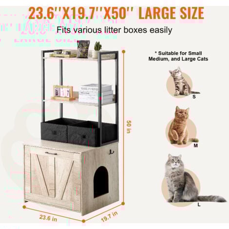 VEVOR Muebles de Baño Oculto para Gatos 60 x 50 x 127 cm Casa de