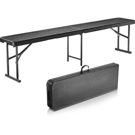 Banco Plegable Portátil De 180x30cm Con Asa Y Cierre, Capacidad 600kg, Asiento De HDPE De 4cm, Gris, Ideal Para Camping, Picnic Y Jardín