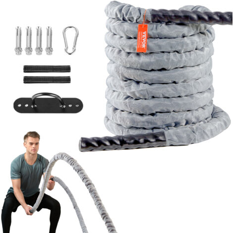 Cuerda Battle Rope STENSED - 100% Poliéster Con Kit Anclaje
