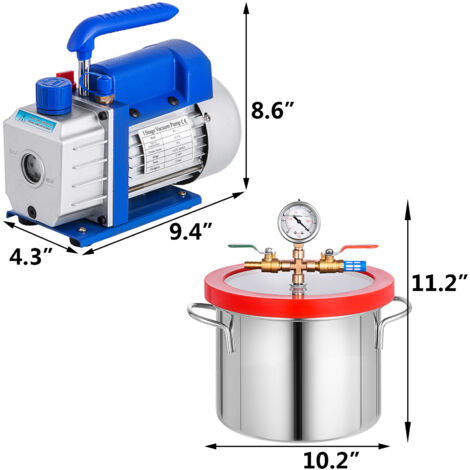 Mophorn Pompa Vuoto Refrigerante 3CFM - Kit HVAC Con Camera 3 Galloni - 220V/50Hz - Per Degasaggio E Impianti Refrigerazione - Foto 6