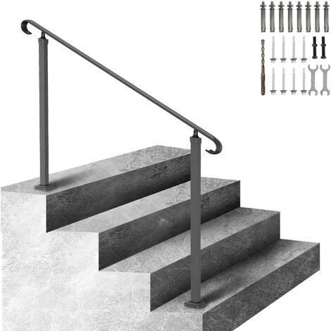 VEVOR VEVOR Pasamanos Escalera 121,9 x 90,2 cm, Barandilla Escalera de  Aluminio / Hierro, Pasamanos para Aire Libre con Espesor de 2 mm, Pasamanos  para Adaptar a 1, 2 o 3 Pasos, Rango Ajustable, Color Negro