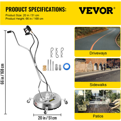 Limpiador De Superficies VEVOR 535mm – Máx 310 Bar – Acero Inoxidable Para Hidrolimpiadora