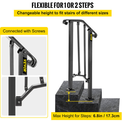 Pasamanos VEVOR para escalones al aire libre, se adaptan a barandilla de  escalera exterior de 3 o 4 escalones, pasamanos de hierro forjado Picket#3