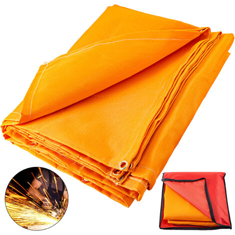 VEVOR Manta de Protección de Soldadura, 10 x 10 FT Manta de Fibra de Vidrio, 3.05 x 3.05m Manta Ignífuga Resistente Color Naranja