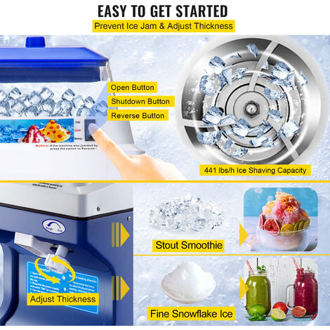 VEVOR - Máquina de hielo comercial, Incluye 2 palas y manguera de