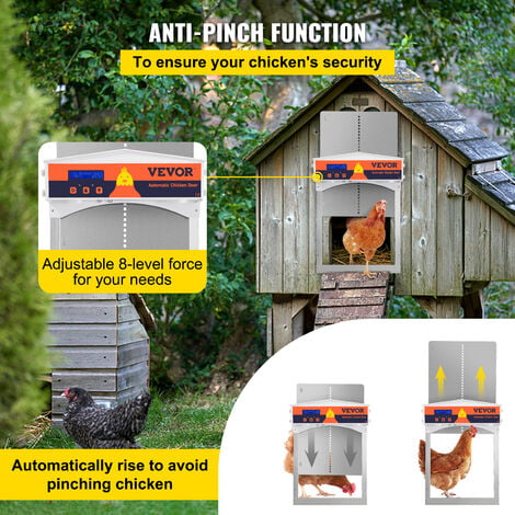 Puerta automática para gallinero, puerta de pollo con energía solar con  temporizador y sensor de luz, aluminio completo y resistente a la  intemperie