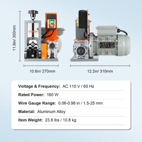 VEVOR VEVOR Pelacables Eléctrico 60 pies / min Máquina Pelacables de Metal  Chatarra