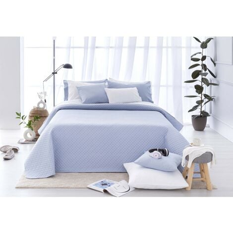 Manta Azul 150 X 200 Cm Poliéster Colcha Cubrecama Suave Moderno Bayburt -  Azul con Ofertas en Carrefour