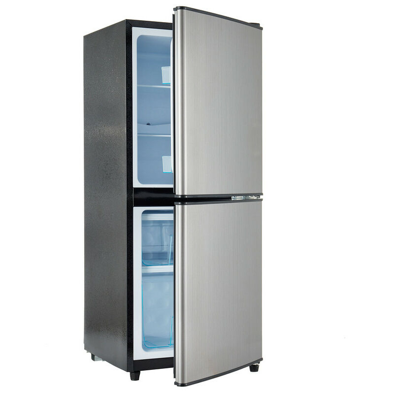 Energiesparender Kühlschrank, 7 Temperatureinstellungen, grau, LED- Beleuchtung, verstellbare Einlegeböden, 42x44x102cm