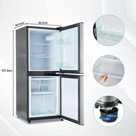Merax Kühlschrank 128L mit Gefrierfach, Glastür, LED-Beleuchtung,  verstellebare Ablage, Getränkekühlschrank SC-128P, 110 cm hoch, 40 cm  breit, Mini Kühlschrank, Kühl- und Gefrierfunktion, freistehend