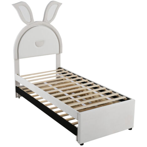 Kinderbett Tagesbett 90x200cm Mit Ausziehbett & LED-Beleuchtung – Inkl. USB-Anschlüssen, Stauraum & Metallgestell