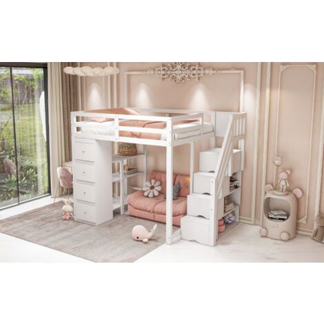 Kebnor Sofa-Bett 140x200 Weiß - Mit Stauraum-Schubladen Aus Kiefernholz