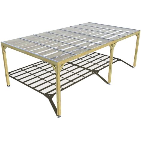 Pergola bois • 7m x 4m • indépendante • sens largeur • couverture étanche transparente incluse • livraison comprise (1/3)