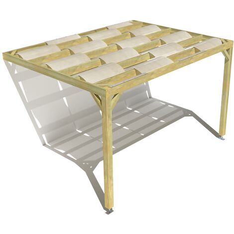 Pergola bois • 4m x 3m • adossée • sens largeur • voilage semi-transparent inclus • livraison comprise (1/3)