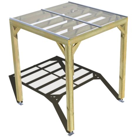 Pergola bois • 2m x 2m • indépendante • sens largeur • couverture étanche transparente incluse • livraison comprise (1/3)