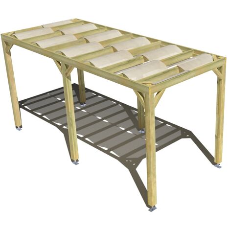 Pergola bois • 2m x 5m • indépendante • sens largeur • voilage semi-transparent inclus • livraison comprise