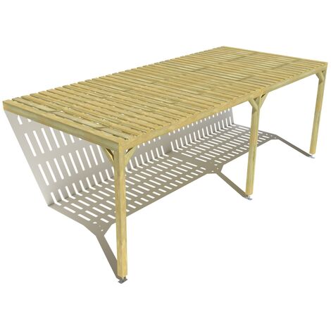 Pergola bois • 7m x 3m • adossée • sens largeur • platelage bois • livraison comprise