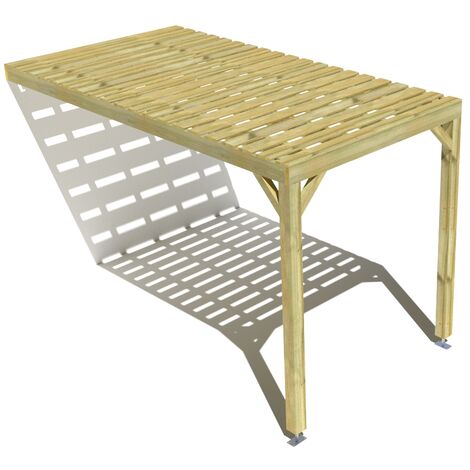 Pergola bois • 2m x 4m • adossée • sens profondeur • platelage bois • livraison comprise