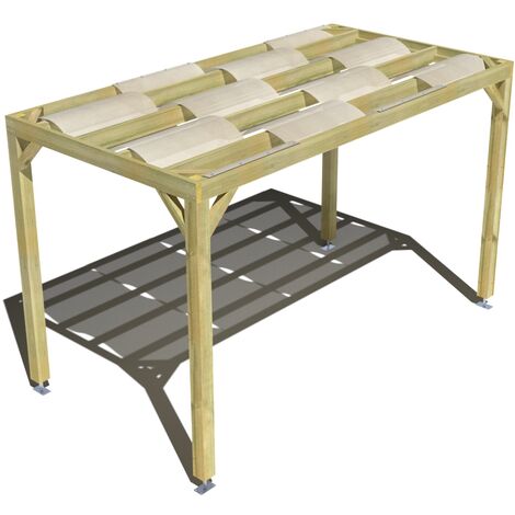 Pergola bois • 4m x 2m • indépendante • sens largeur • voilage semi-transparent inclus • livraison comprise