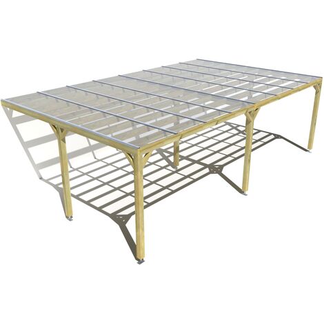 Pergola bois • 8m x 5m • adossée • sens largeur • couverture étanche transparente incluse • livraison comprise