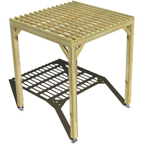 Pergola bois • 2m x 2m • indépendante • sens largeur • lattage bois • livraison comprise