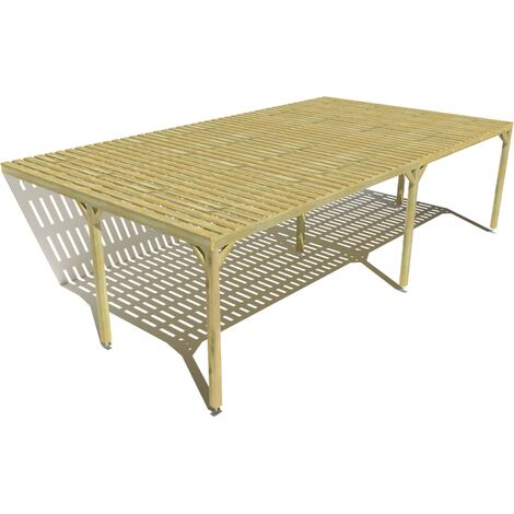 Pergola bois • 9m x 5m • adossée • sens largeur • platelage bois • livraison comprise