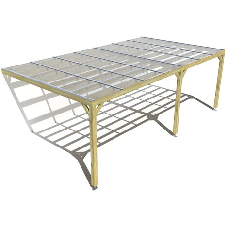Pergola bois • 7m x 4m • adossée • sens largeur • couverture étanche transparente incluse • livraison comprise (1/3)