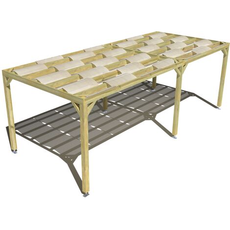 Pergola bois • 7m x 3m • indépendante • sens largeur • voilage semi-transparent inclus • livraison comprise