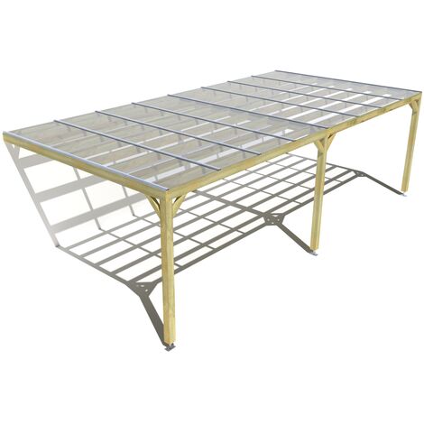 Pergola bois • 8m x 4m • adossée • sens largeur • couverture étanche transparente incluse • livraison comprise