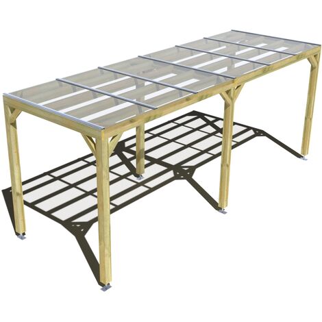 Pergola bois • 6m x 2m • indépendante • sens largeur • couverture étanche transparente incluse • livraison comprise (1/3)