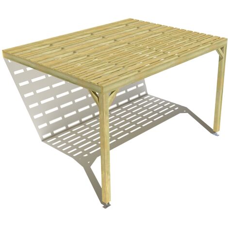 Pergola bois • 4m x 3m • adossée • sens profondeur • platelage bois • livraison comprise (1/3)