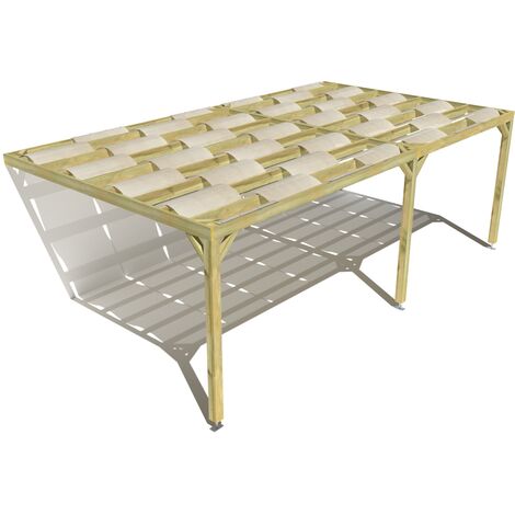 Pergola bois • 7m x 4m • adossée • sens largeur • voilage semi-transparent inclus • livraison comprise