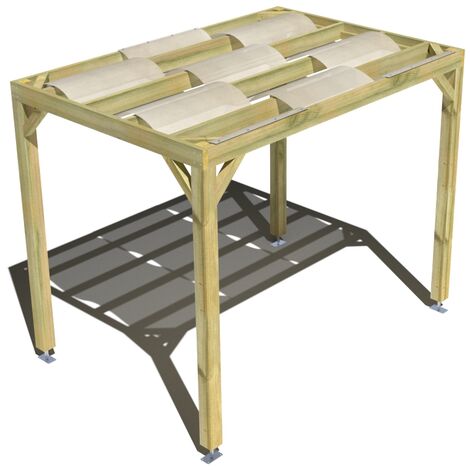 Pergola bois • 3m x 2m • indépendante • sens largeur • voilage semi-transparent inclus • livraison comprise
