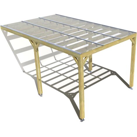Pergola bois • 3m x 5m • adossée • sens largeur • couverture étanche transparente incluse • livraison comprise
