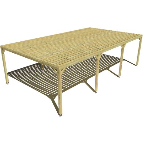 Pergola bois • 9m x 5m • indépendante • sens profondeur • platelage bois • livraison comprise