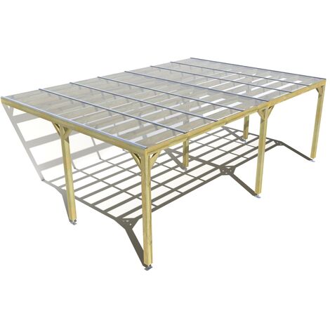 Pergola bois • 7m x 5m • adossée • sens largeur • couverture étanche transparente incluse • livraison comprise