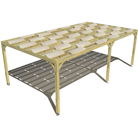Pergola bois • 7m x 4m • indépendante • sens largeur • voilage semi-transparent inclus • livraison comprise