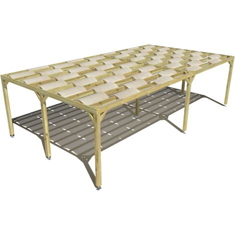 Pergola bois • 9m x 5m • indépendante • sens largeur • voilage semi-transparent inclus • livraison comprise