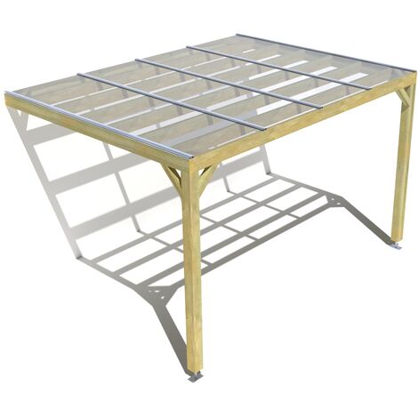 Pergola bois • 4m x 3m • adossée • sens largeur • couverture étanche transparente incluse • livraison comprise